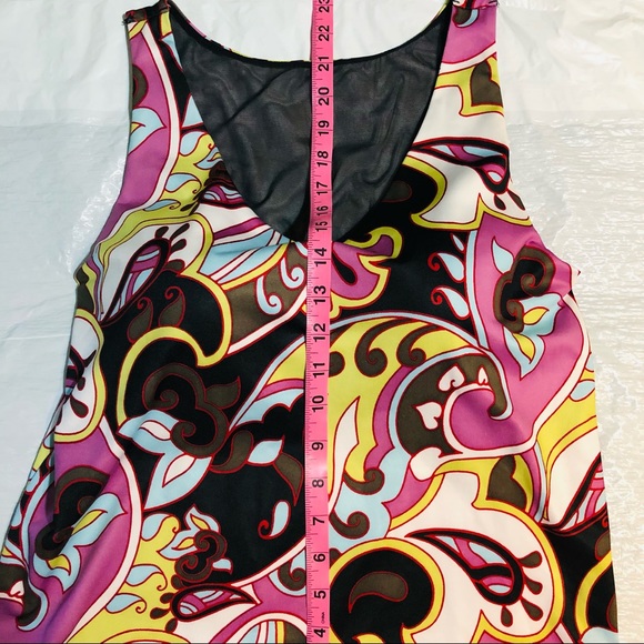 Athleta paisley swimwear top Tankini top only attached bra pull on style Sz Sm - Picture 7 of 16